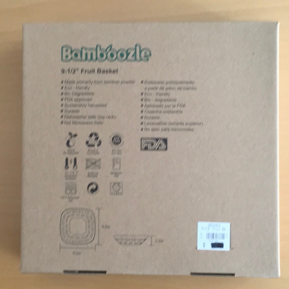 Bamboozle 9-1/2” bamboo fruit basket new in box - Picture 5 of 5